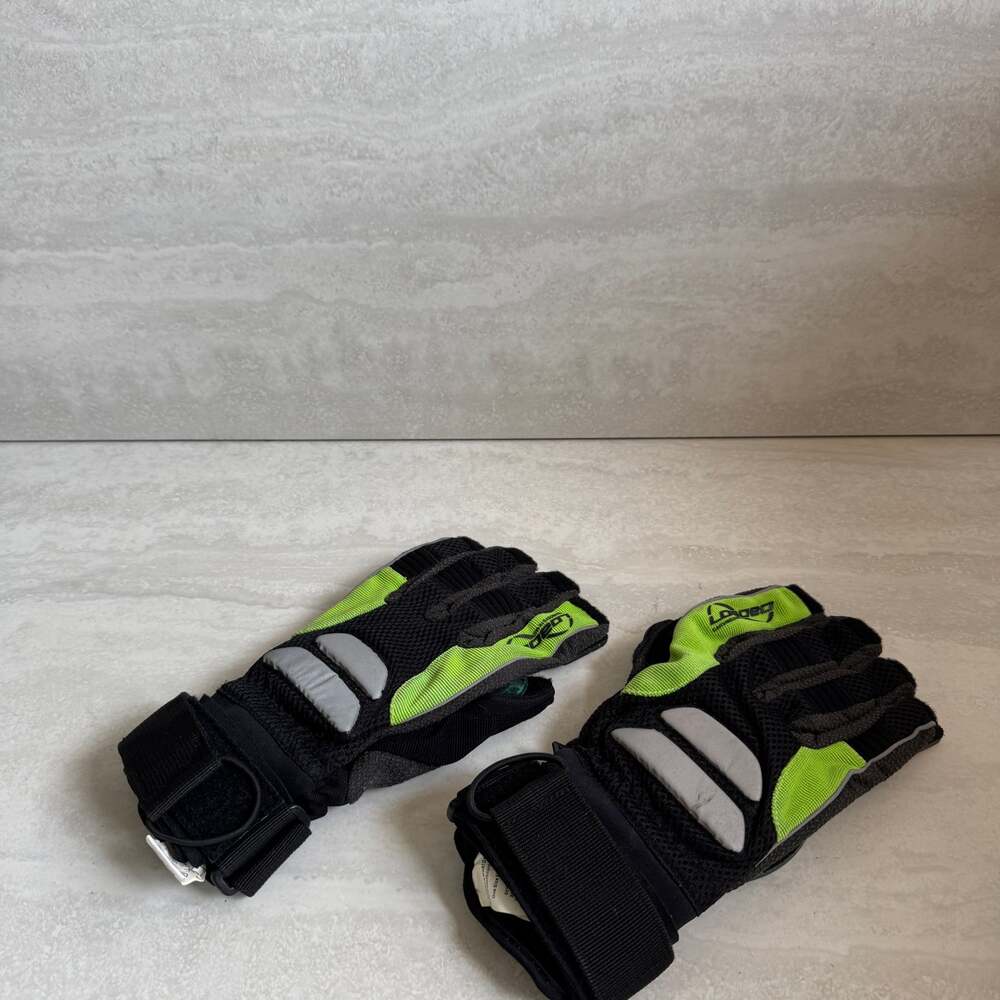 Loaded Fingerless Gloves - Black & Neon Green Skate/Action Sports